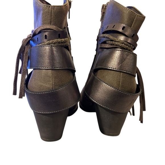Pop Woman’s Size 8 Boho Fringed Ankle Boots Tan Suede NWT - Picture 5 of 6
